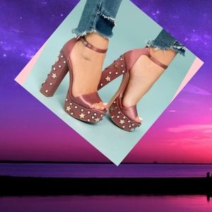 Steve Madden Glory  platform Satin Studded Heels